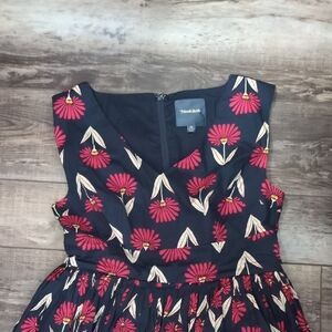 Modcloth Black Dress with Red Floral Pattern